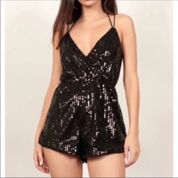 Tobi Black Sequin Romper
